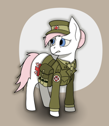 Size: 1524x1760 | Tagged: safe, artist:owslafa, derpibooru exclusive, nurse redheart, earth pony, pony, g4, clothes, female, hat, mare, military uniform, solo, uniform