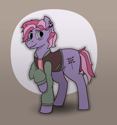 Size: 1722x1847 | Tagged: safe, artist:owslafa, derpibooru exclusive, oc, oc:cherry ripe, earth pony, fallout equestria, jacket, male, solo, stallion, varsity jacket