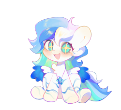 Size: 1648x1503 | Tagged: artist needed, safe, oc, oc only, oc:dashwhite, pegasus, pony, blushing, body markings, looking at you, multicolored hair, open mouth, rainbow hair, simple background, smiling, smiling at you, solo, starry eyes, transparent background, wingding eyes