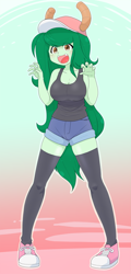 Size: 2571x5359 | Tagged: safe, artist:batipin, wallflower blush, human, equestria girls, g4, animal, breasts, busty wallflower blush, clothes, cosplay, costume, crossover, cute, female, flowerbetes, gradient background, lucoa, miss kobayashi's dragon maid, open mouth, solo