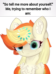 Size: 2142x2855 | Tagged: safe, artist:sodapop sprays, oc, oc only, oc:sodapop sprays, pegasus, pony, bust, chest fluff, confused, digital art, ear fluff, eye clipping through hair, high res, loading screen, meme, simple background, solo, transparent background