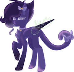 Size: 3064x3000 | Tagged: safe, artist:thecommandermiky, oc, oc only, oc:miky command, pegasus, pony, bow, cat tail, chest fluff, collar, female, full body, hair bow, high res, long legs, mare, paws, pegasus oc, purple hair, purple mane, raised paw, simple background, solo, tail, tail bow, transparent background