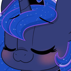 Size: 2048x2048 | Tagged: safe, artist:emberslament, princess luna, alicorn, pony, g4, :3, blushing, cute, eyes closed, female, high res, jewelry, lunabetes, mare, simple background, solo, sparkly mane, tiara, transparent background, uwu