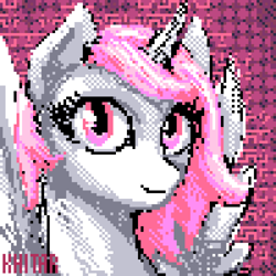 Size: 1600x1600 | Tagged: safe, artist:khiblep, derpibooru exclusive, princess celestia, alicorn, pony, g4, bust, pixel art, portrait