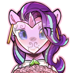 Size: 1159x1159 | Tagged: safe, artist:cold-blooded-twilight, starlight glimmer, pony, unicorn, g4, blushing, bouquet, bouquet of flowers, clothes, dress, ear piercing, earring, eyeshadow, female, flower, jewelry, lipstick, looking at you, makeup, mare, marriage, piercing, simple background, smiling, smiling at you, solo, transparent background, wedding, wedding dress, wedding veil