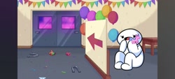 Size: 1600x720 | Tagged: safe, artist:theodd1sout, oc, human, pony, unicorn, g4, balloon, brony, brony stereotype, clothes, fan, female, horseshoes, mare, nick wilde, pony cameo, ponycon, solo, underwear, youtube, zootopia