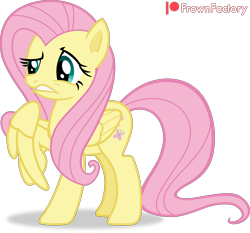 Size: 3409x3171 | Tagged: safe, artist:frownfactory, fluttershy, pegasus, pony, g4, female, frown, high res, mare, one wing out, raised hoof, signature, simple background, solo, teeth, transparent background, unsure, vector, wings