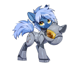 Size: 2238x1976 | Tagged: safe, artist:swaybat, derpibooru exclusive, oc, oc only, oc:dark straw, earth pony, hybrid, pony, zony, 2024 community collab, derpibooru community collaboration, cute, helmet, looking at you, simple background, solo, stealth suit, transparent background