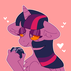 Size: 800x800 | Tagged: safe, artist:peribot, twilight sparkle, alicorn, pony, g4, bust, heart, heart eyes, red background, simple background, smiling, solo, twilight sparkle (alicorn), unshorn fetlocks, wingding eyes