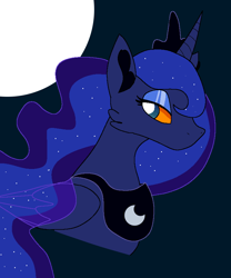 Size: 750x900 | Tagged: safe, artist:peribot, princess luna, alicorn, pony, g4, bust, jewelry, moon, regalia, simple background, solo