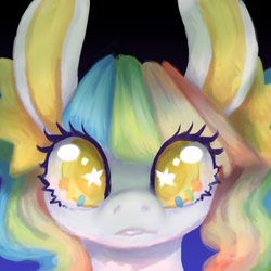 Size: 1240x1240 | Tagged: safe, artist:sainthorse, oc, oc only, oc:honeybeam, earth pony, pony, black background, bust, simple background, solo, starry eyes, wingding eyes