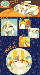 Size: 657x1240 | Tagged: safe, artist:sainthorse, oc, oc only, oc:honeybeam, earth pony, pony, open mouth, smiling, solo, text