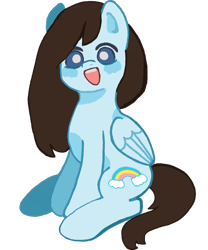 Size: 1000x1200 | Tagged: safe, artist:_yoko_, oc, oc only, unnamed oc, pegasus, pony, 2024 community collab, derpibooru community collaboration, female, happy, looking at you, simple background, sitting, smiling, smiling at you, solo, transparent background, wings
