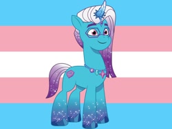 Size: 958x720 | Tagged: safe, artist:prixy05, edit, comet (g5), auroricorn, pony, g5, my little pony: tell your tale, jewelry, necklace, pride, pride flag, solo, transgender pride flag