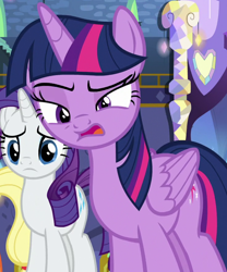 Size: 736x886 | Tagged: safe, screencap, applejack, rarity, twilight sparkle, alicorn, pony, unicorn, fame and misfortune, g4, season 7, cropped, faic, female, mare, open mouth, solo focus, twilight sparkle (alicorn), twilight's castle