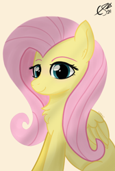 Size: 4100x6100 | Tagged: safe, artist:cobaltskies002, fluttershy, pegasus, pony, g4, blushing, chest fluff, female, folded wings, mare, simple background, sitting, solo, wings