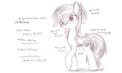 Size: 1000x600 | Tagged: safe, artist:dshou, oc, oc only, oc:unknown, pegasus, pony, crossed hooves, female, frown, glasses, hair ribbon, mare, monochrome, network sync, ribbon, sash, solo