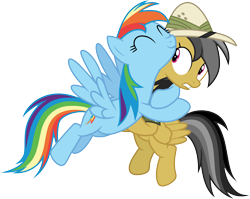 Size: 3775x3000 | Tagged: safe, artist:cloudy glow, daring do, rainbow dash, pegasus, pony, daring don't, g4, .ai available, ^^, duo, duo female, eyes closed, female, mare, simple background, transparent background, vector