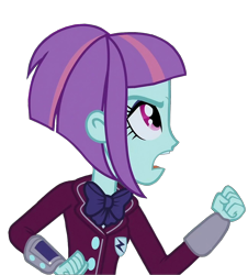 Size: 1300x1440 | Tagged: safe, edit, edited screencap, screencap, sunny flare, human, equestria girls, g4, angry, background removed, clothes, crystal prep academy uniform, female, looking up, necktie, png, school tie, school uniform, schoolgirl, simple background, solo, transparent background