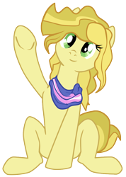 Size: 654x918 | Tagged: safe, artist:aaronmk, oc, oc only, oc:tavi, earth pony, pony, 2024 community collab, derpibooru community collaboration, clothes, pride, pride flag, scarf, simple background, sitting, solo, transgender pride flag, transparent background, vector, waving