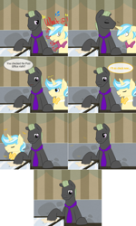 Size: 1202x2006 | Tagged: safe, artist:tell-bashful-bowtie, oc, oc only, oc:bashful bowtie, oc:slugger, earth pony, pony, unicorn, bowtie, kissing, male, necktie, stallion