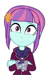 Size: 814x1224 | Tagged: safe, edit, edited screencap, screencap, sunny flare, human, equestria girls, g4, background removed, clothes, crossed arms, crystal prep academy uniform, expressions, female, looking at something, necktie, png, school tie, school uniform, schoolgirl, simple background, solo, transparent background