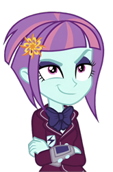 Size: 720x1090 | Tagged: safe, edit, edited screencap, screencap, sunny flare, human, equestria girls, g4, background removed, crossed arms, looking at something, png, simple background, smiling, smirk, solo, transparent background