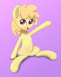 Size: 1113x1393 | Tagged: safe, artist:frilanka, toffee swirl, pegasus, pony, g4, gradient background, happy, raised hoof, simple background, solo, underhoof