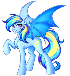 Size: 1788x1950 | Tagged: safe, artist:kannakiller, oc, oc only, oc:halo cloudow, bat pony, pony, 2024 community collab, derpibooru community collaboration, bat pony oc, bat wings, commission, concave belly, digital art, ear fluff, eyelashes, female, full body, looking at you, mare, raised hoof, simple background, slender, solo, standing, tail, thin, transparent background, wings
