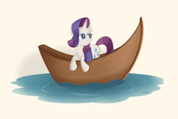 Size: 4500x3000 | Tagged: artist needed, safe, rarity, unicorn, g4, boat, female, leaning, looking away, mare, sad, sailing, simple background, solo, water, wave, white background