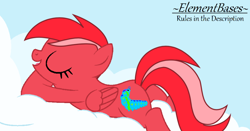 Size: 1012x529 | Tagged: safe, artist:aidanthedrawerboi10, artist:elementbases, oc, oc:cerise blossom, pegasus, pony, base used, butt, cloud, eyes closed, female, mare, plot, relaxing, solo