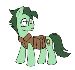 Size: 1258x1162 | Tagged: safe, artist:dimbulb, oc, oc only, oc:dimbulb, earth pony, pony, 2024 community collab, derpibooru community collaboration, clothes, glasses, simple background, solo, transparent background, vest