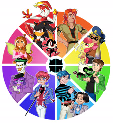 Size: 1752x1921 | Tagged: safe, artist:cerchionero, apple bloom, dog, earth pony, fairy, gem (race), hedgehog, human, inkling, pony, robot, anthro, g4, 2-d, agent 3 (splatoon), aloysius o'hare, anthro with ponies, batman the animated series, ben 10, ben tennyson, centipeetle, color wheel challenge, commander peepers, corrupted gem, crossover, dc comics, dr. seuss, fairy wings, female, filly, flora (winx club), foal, gem, gorillaz, jenny wakeman, littlest pet shop, mad mod, magic winx, male, my life as a teenage robot, nephrite, nephrite (steven universe), omar quaalude, rock & rule, shadow the hedgehog, sonic the hedgehog (series), splatoon, steven universe, teen titans, the joker, the lorax, wander over yonder, wings, winx club, zoe trent