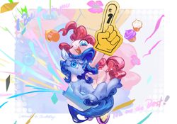 Size: 2388x1668 | Tagged: safe, artist:tingsan, pinkie pie, oc, oc:ray frok, g4, canon x oc, party cannon