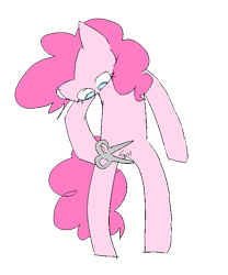 Size: 571x685 | Tagged: safe, artist:cutecandycane, pinkie pie, earth pony, pony, g4, bipedal, dexterous hooves, pubic fluff, scissors, shaving, simple background, solo, transparent background