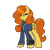 Size: 1950x1950 | Tagged: safe, artist:zinneriz, derpibooru exclusive, oc, oc only, oc:anna pine, earth pony, pony, 2024 community collab, derpibooru community collaboration, fallout equestria, clothes, freckles, jumpsuit, looking at you, orange mane, pineapple, pipbuck, simple background, solo, transparent background, vault suit, yellow fur