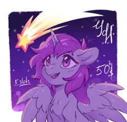 Size: 1668x1602 | Tagged: safe, artist:ls_skylight, oc, alicorn, pony, any gender, any race, any species, commission, night, shooting star, starry night, stars, ych sketch, your character here