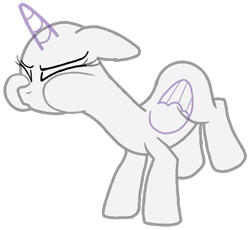Size: 543x500 | Tagged: safe, pony, g4, bald, base, blow, blowing, breath, horn, huff, puffy cheeks, simple background, solo, transparent background, transparent horn, transparent wings, wings