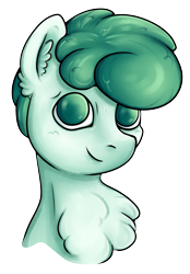 Size: 1812x2601 | Tagged: safe, artist:coco-drillo, oc, oc only, oc:mintfeather, pegasus, pony, bust, chest fluff, curly mane, ear fluff, green eyes, green mane, headshot commission, looking at you, male, male oc, pegasus oc, portrait, simple background, smiling, smiling at you, solo, stallion, transparent background