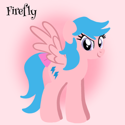 Size: 1400x1400 | Tagged: safe, artist:mlplary6, firefly, pegasus, pony, g1, bow, female, looking at you, mare, smiling, smiling at you