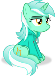 Size: 2361x3277 | Tagged: safe, artist:anime-equestria, lyra heartstrings, pony, unicorn, g4, clothes, female, high res, hoodie, horn, mare, simple background, sitting, solo, transparent background, vector