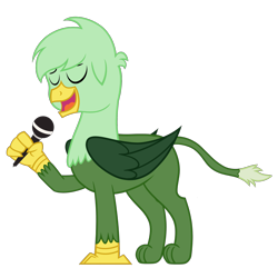 Size: 2048x2048 | Tagged: safe, artist:gregory-the-griffon, oc, oc only, oc:gregory griffin, griffon, male, microphone, no eyelashes, simple background, singing, solo, transparent background