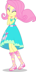 Size: 2001x4031 | Tagged: safe, artist:dustinwatsongkx, fluttershy, equestria girls, g4, cute, eyes closed, female, fluttershy boho dress, shyabetes, simple background, solo, transparent background