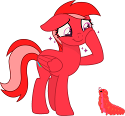 Size: 1234x1146 | Tagged: safe, artist:aidanthedrawerboi10, artist:klewgcg, oc, oc only, oc:cerise blossom, caterpillar, pony, g4, simple background, solo, transparent background