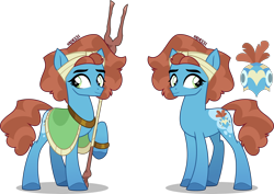 Size: 4000x2829 | Tagged: safe, artist:orin331, part of a set, meadowbrook, earth pony, pony, g4, alternate hairstyle, bracelet, coat markings, eyebrows, hooves, jewelry, raised hoof, redesign, shawl, simple background, staff, staff of sameness, transparent background