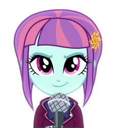 Size: 998x1112 | Tagged: safe, edit, edited screencap, screencap, sunny flare, human, equestria girls, g4, my little pony equestria girls: friendship games, background removed, looking at you, png, shadowbolts, simple background, smiling, smirk, solo, transparent background