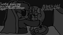 Size: 1280x720 | Tagged: safe, sweetie belle, human, pony, g4, cute, human and pony, scared