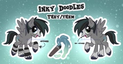 Size: 1793x949 | Tagged: safe, artist:doodlesinky, oc, oc only, oc:inky doodles, pegasus, pony, cutie mark, full body, nonbinary, pegasus oc, reference sheet