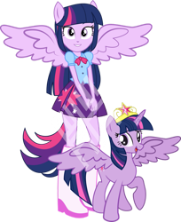 Size: 827x1012 | Tagged: safe, artist:rarity3257, twilight sparkle, alicorn, human, pony, equestria girls, g4, big crown thingy, element of magic, human ponidox, jewelry, large wings, obtrusive watermark, ponied up, regalia, self paradox, self ponidox, simple background, spread wings, transparent background, twilight sparkle (alicorn), vector, watermark, wings