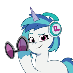 Size: 1200x1200 | Tagged: safe, artist:prixy05, dj pon-3, vinyl scratch, pony, unicorn, g4, g5, my little pony: tell your tale, female, g4 to g5, generation leap, headphones, mare, simple background, solo, sunglasses, transparent background